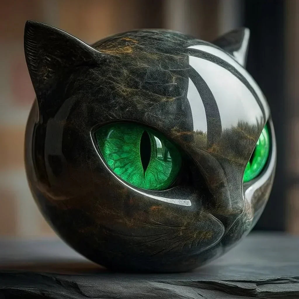 Nyx | Escultura de Cabeza de Gato Negro Místico
