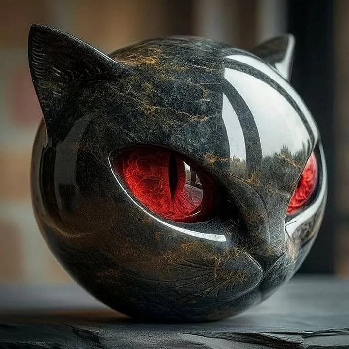 Nyx | Escultura de Cabeza de Gato Negro Místico