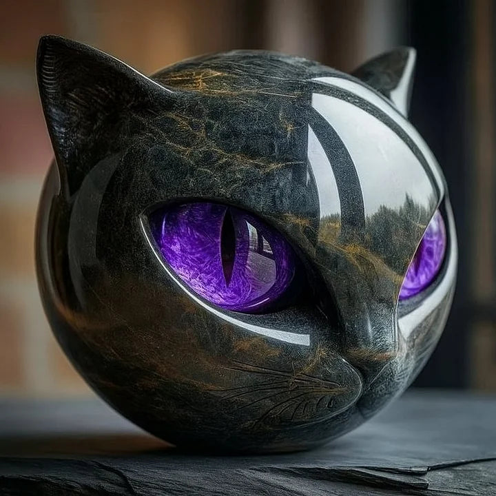 Nyx | Escultura de Cabeza de Gato Negro Místico