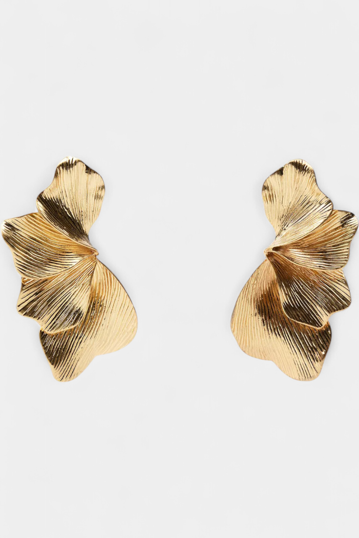 Pendientes Colgantes de Hoja en Metal Texturizado