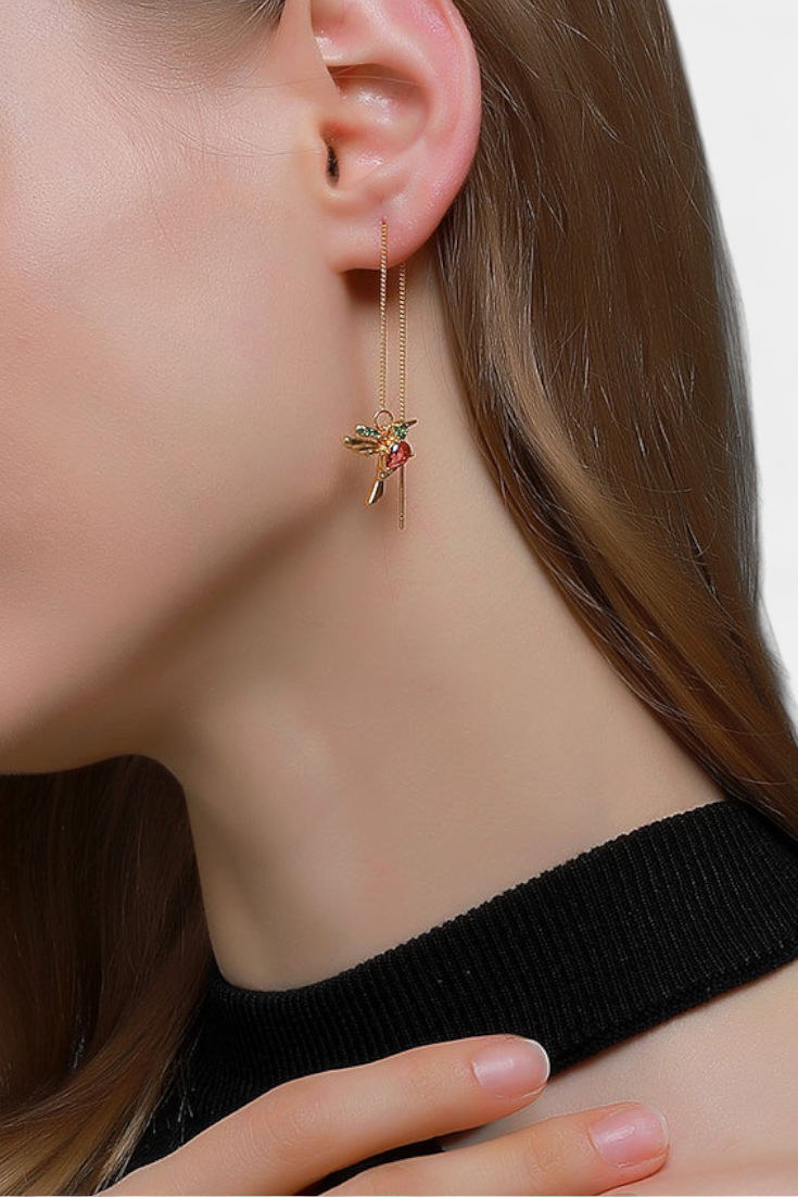 Pendientes de pájaro con circonio mixto