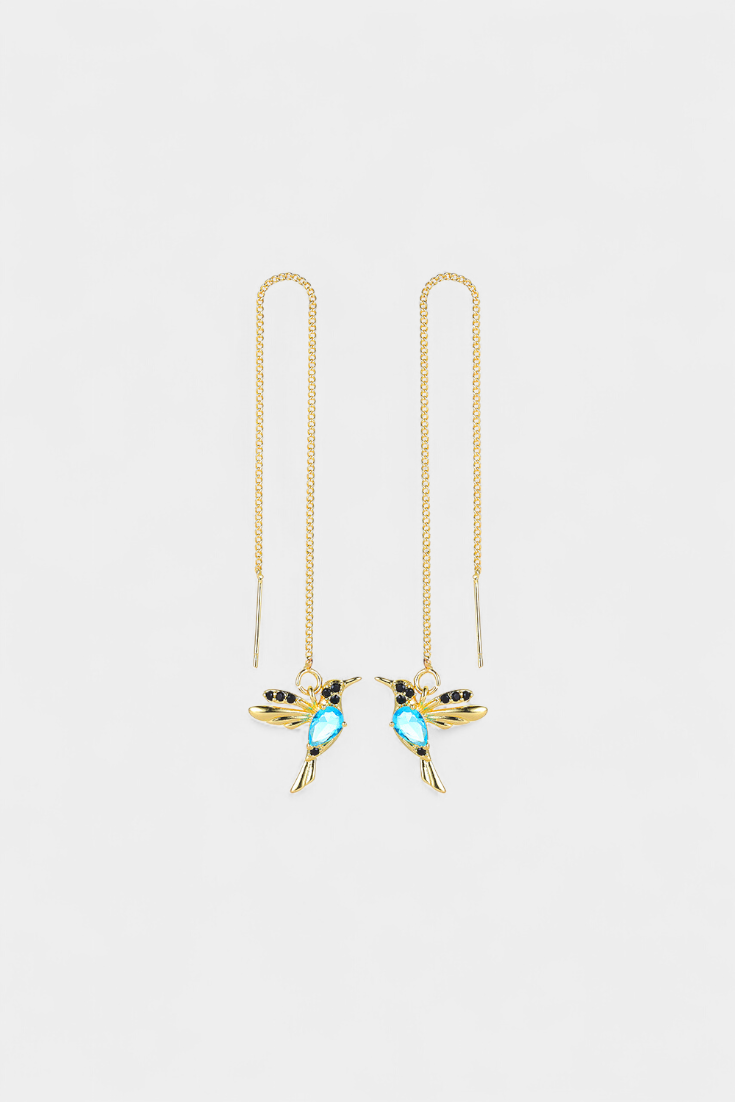 Pendientes de pájaro con circonio mixto