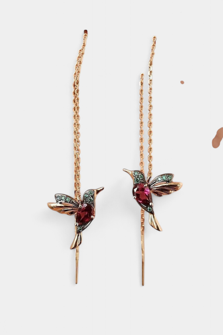 Pendientes de pájaro con circonio mixto