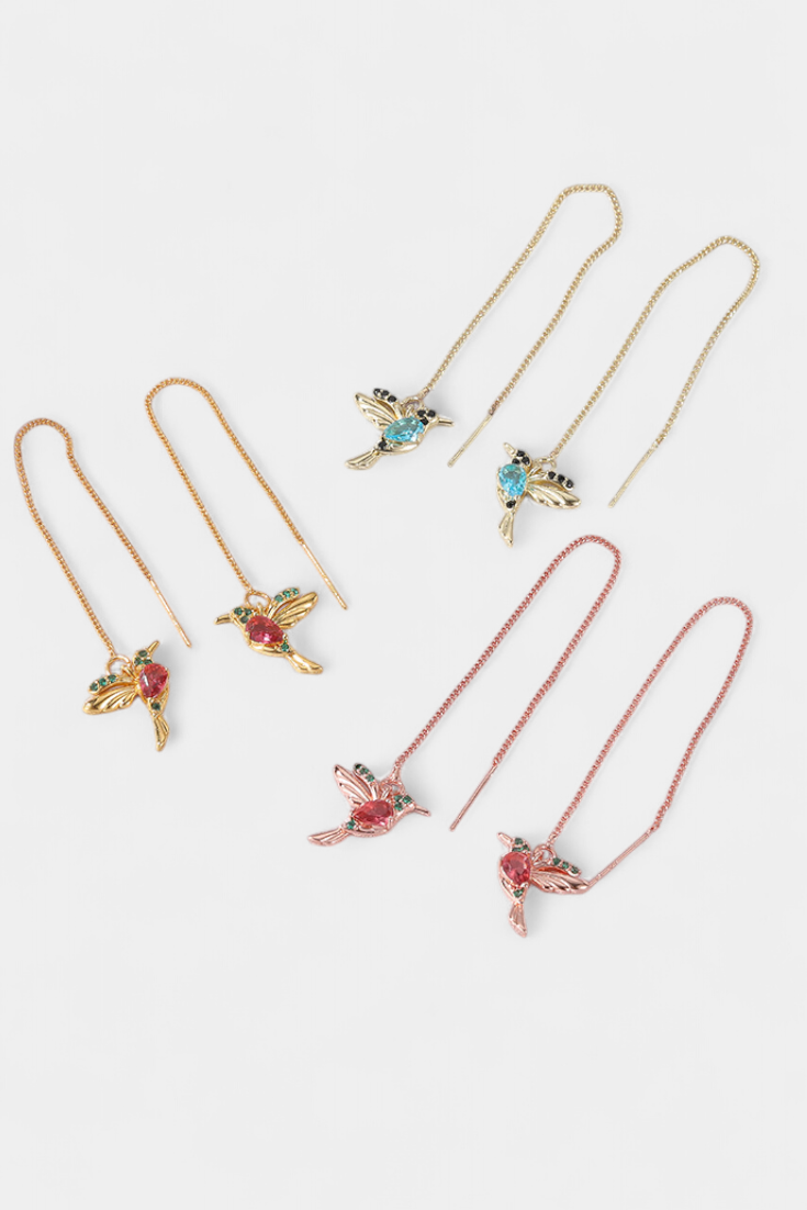 Pendientes de pájaro con circonio mixto